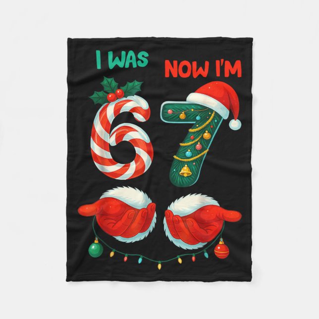 7 Year Old Birthday Shirt Was 6 Now I'm 7 67 Funny Fleece Blanket (Front)