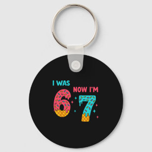7 Year Old Birthday Shirt Was 6 Now I'm 7 67 Funny Key Ring
