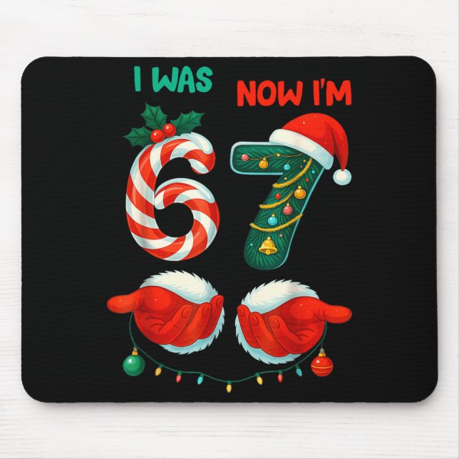 7 Year Old Birthday Shirt Was 6 Now I'm 7 67 Funny Mouse Mat (Front)