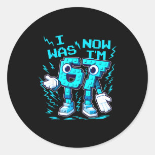 7 Year Old Birthday Shirt Was 6 Now I'm 7 Italian  Classic Round Sticker