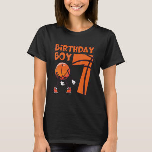 7 Year Old Boy Basketball Player 7th Birthday Bask T-Shirt