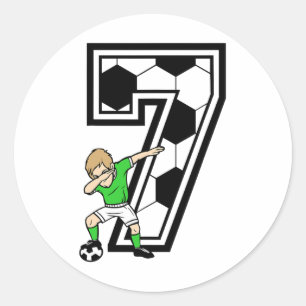 7 Year Old Boy Soccer Player 7th Birthday Kids Classic Round Sticker
