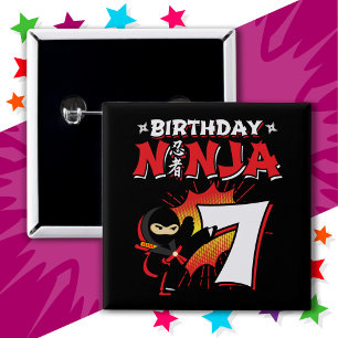 7 Year Old Comic Book Style Ninja 7th Birthday 15 Cm Square Badge