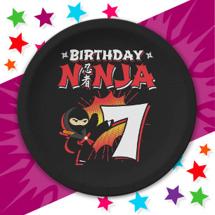 7 Year Old Comic Book Style Ninja 7th Birthday Paper Plate