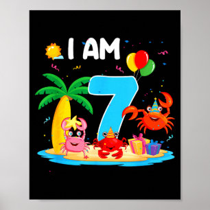7 year old crab lover 7th crab theme beach summer poster