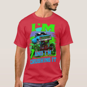 7 year old Crushing It Monster Truck 7th Birthday T-Shirt