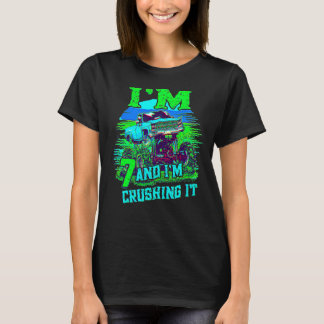 7 Year Old Crushing It Monster Truck 7th Birthday T-Shirt