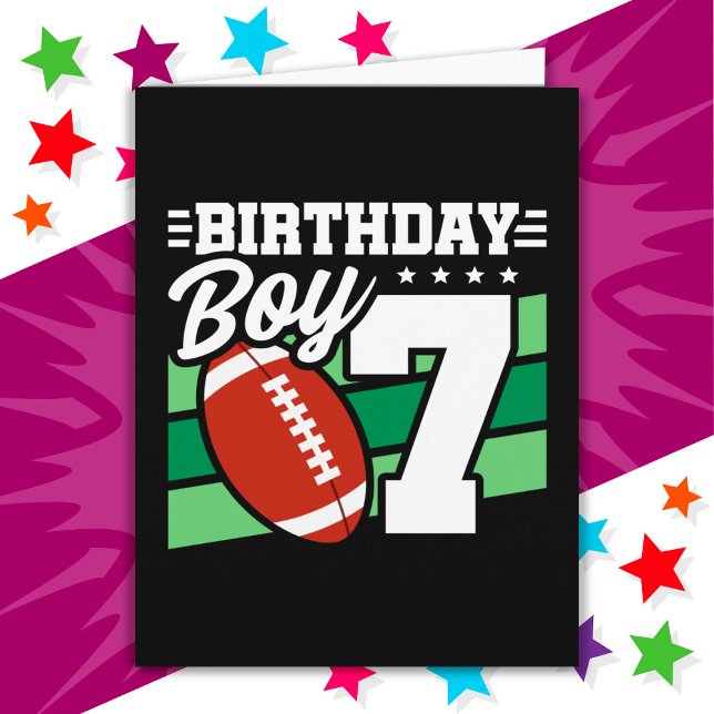 7 Year Old Football Party Theme 7th Birthday Boy Card (Creator Uploaded)
