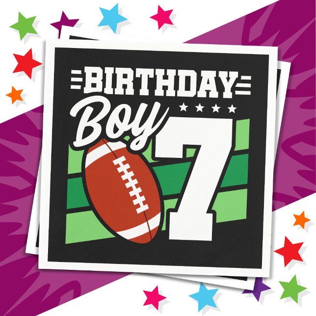 7 Year Old Football Party Theme 7th Birthday Boy Napkin (Creator Uploaded)