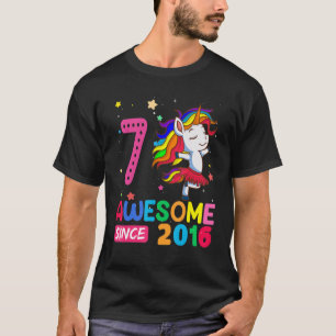 7 Year Old   Girls Teens   Unicorn 7th Birthday T-Shirt