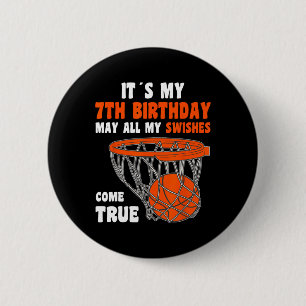 7 Year Old Happy 7th Birthday Basketball 7th Birth 6 Cm Round Badge