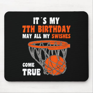 7 Year Old Happy 7th Birthday Bysketbyll 7th Birth Mouse Mat