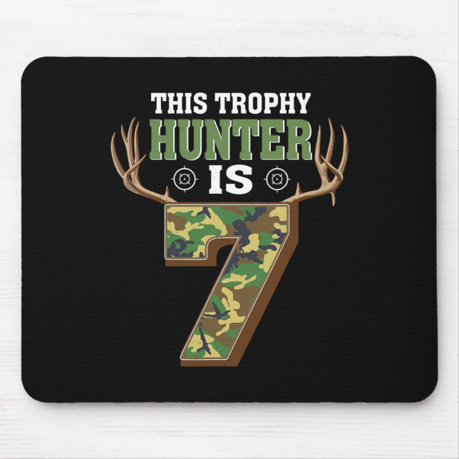 7 Year Old Hunting 7th Birthday Party Deer Hunter  Mouse Mat (Front)
