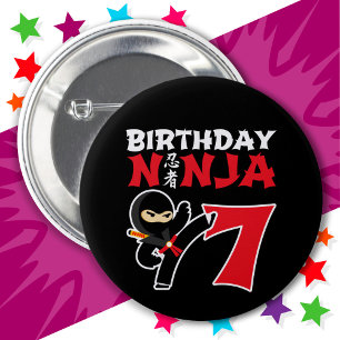 7 Year Old Karate Ninja Party Kids 7th Birthday 6 Cm Round Badge