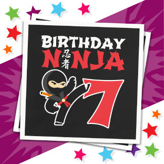 7 Year Old Karate Ninja Party Kids 7th Birthday Napkin