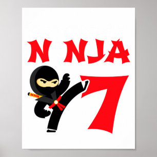 7 Year Old Karate Ninja Party Kids 7th Birthday T Poster