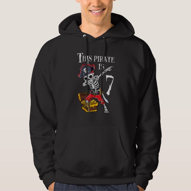 7 Year Old Pirate Birthday Dabbing Pirates Treasur Hoodie (Front)