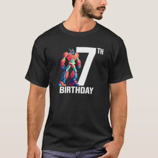 7 Year Old Robot 7th Birthday Boy Cool Robot T-Shirt
