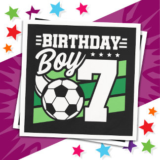 7 Year Old Soccer Football Party 7th Birthday Boy Napkin