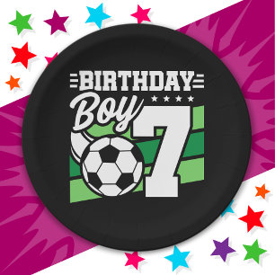 7 Year Old Soccer Football Party 7th Birthday Boy Paper Plate