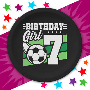 7 Year Old Soccer Football Party 7th Birthday Girl Paper Plate