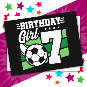 7 Year Old Soccer Football Party 7th Birthday Girl Postcard