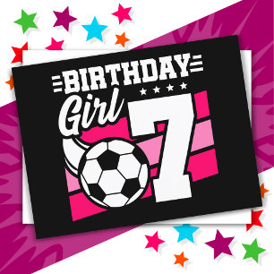 7 Year Old Soccer Football Party 7th Birthday Girl Postcard