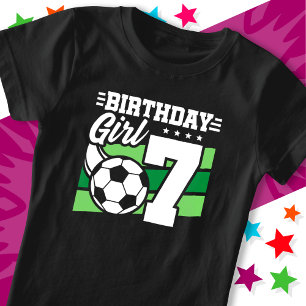 7 Year Old Soccer Football Party 7th Birthday Girl T-Shirt