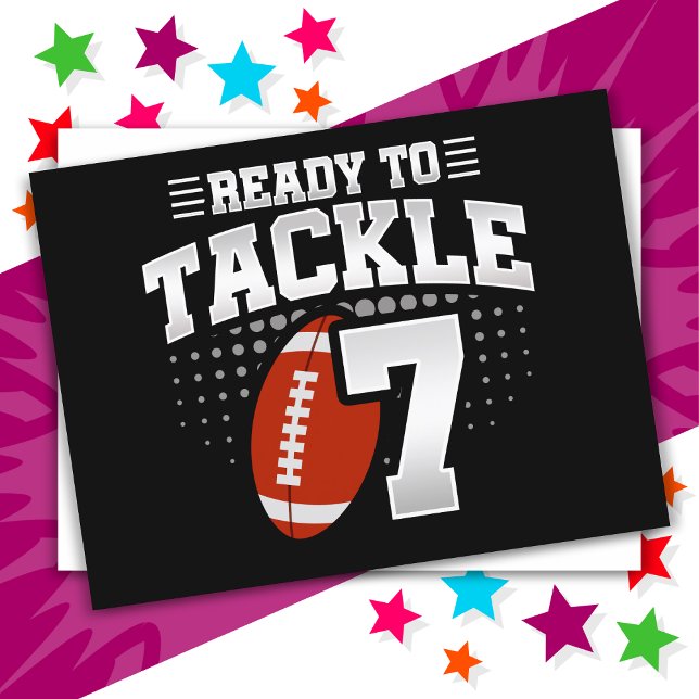 7 Year Old Tackle Football Party Kids 7th Birthday Postcard (Creator Uploaded)