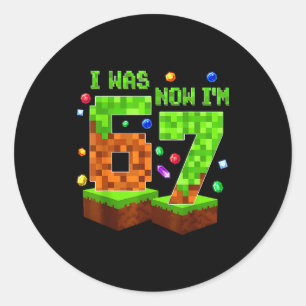 7 Year Old Xel Birthday Boy I Was 6 Now I'm 7 Funn Classic Round Sticker