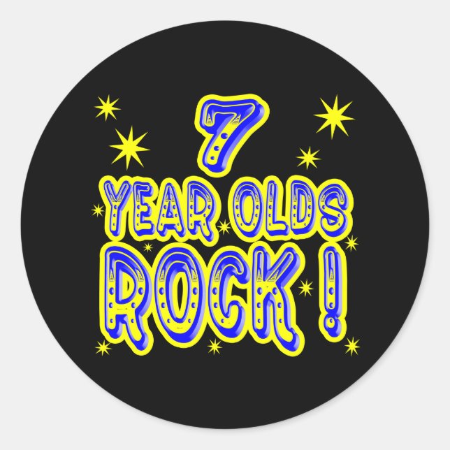 7 Year Olds Rock! (Blue) Sticker (Front)