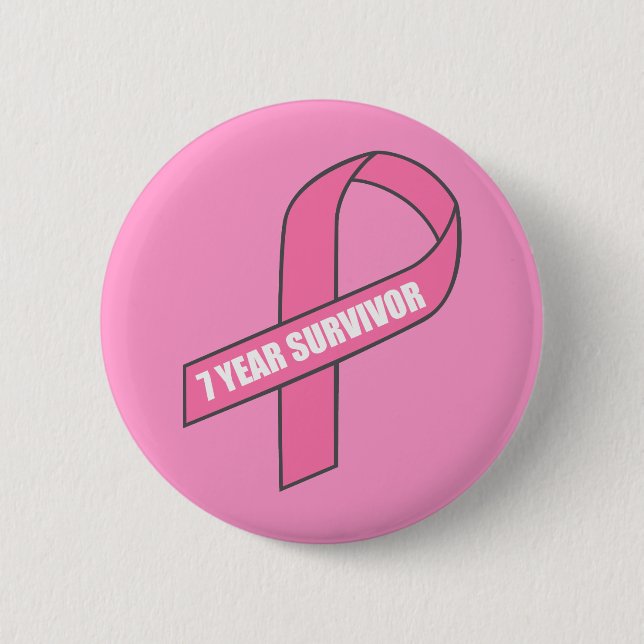 7 Year Survivor (Breast Cancer Pink Ribbon) 6 Cm Round Badge (Front)