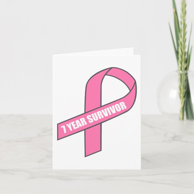 7 Year Survivor (Breast Cancer Pink Ribbon) Card (Front)