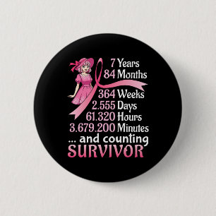 7 Years 84 Months And Counting Breast Cancer Survi 6 Cm Round Badge