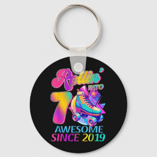 7 Years Awesome Since 2019 Hockey Theme Birthday 1 Key Ring