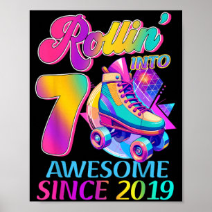 7 Years Awesome Since 2019 Hockey Theme Birthday 1 Poster