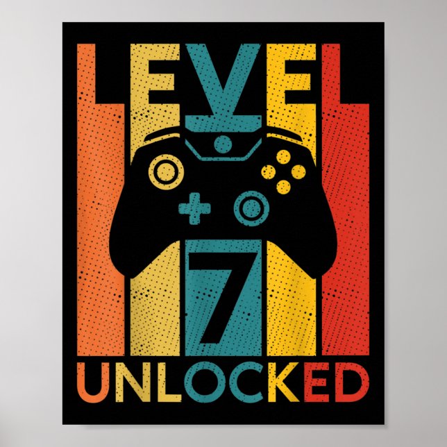 7 Years Birthday 7th Level Unlocked Gaming Quote F Poster (Front)