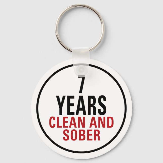 7 Years Clean and Sober Key Ring (Front)