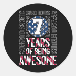 7 Years Of Being Awesome Basketball 7th Birthday Classic Round Sticker