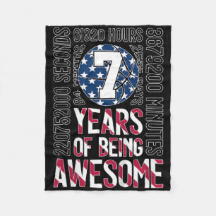 7 Years Of Being Awesome Basketball 7th Birthday Fleece Blanket