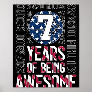 7 Years Of Being Awesome Basketball 7th Birthday Poster