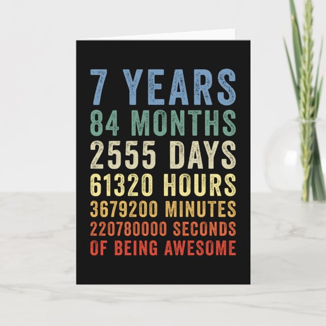 7 Years Of Being Awesome Cool Birthday Card (Front)