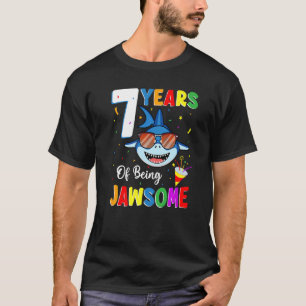 7 Years Of Being Jawsome Shark 7th Birthday 7 Year T-Shirt