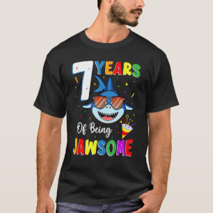 7 Years Of Being Jawsome Shark 7th Birthday 7 Year T-Shirt