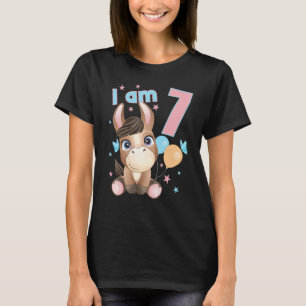 7 Years Old 7 Birthday Outfit Boy Girl Cute Horse T-Shirt
