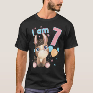 7 Years Old 7 Birthday Outfit Boy Girl Cute Horse T-Shirt