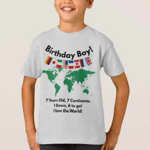 7 Years Old, 7 Continents Kids Shirt