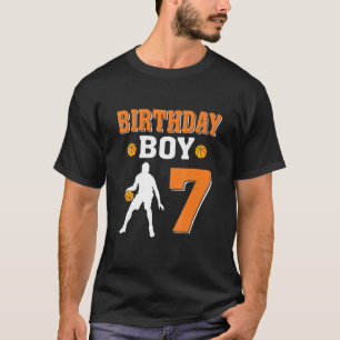 7 Years Old 7th Birthday Boy Basketball  Party T-Shirt