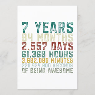 7 Years Old 7th Birthday Boy Girl Anniversary Invitation