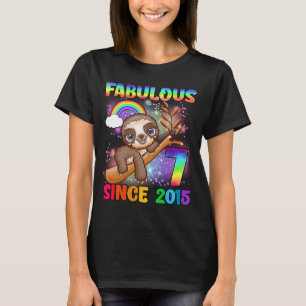 7 Years Old 7th Birthday Cute Little Sloth Girls S T-Shirt